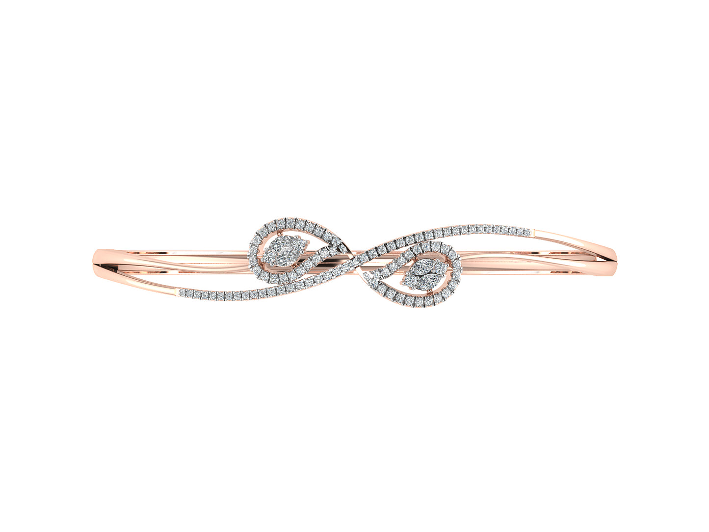 Enchanting Twin Lab Grown Diamond Rose Gold Bracelet Top View Best Lab Grown Diamond Jewelry in Chennai