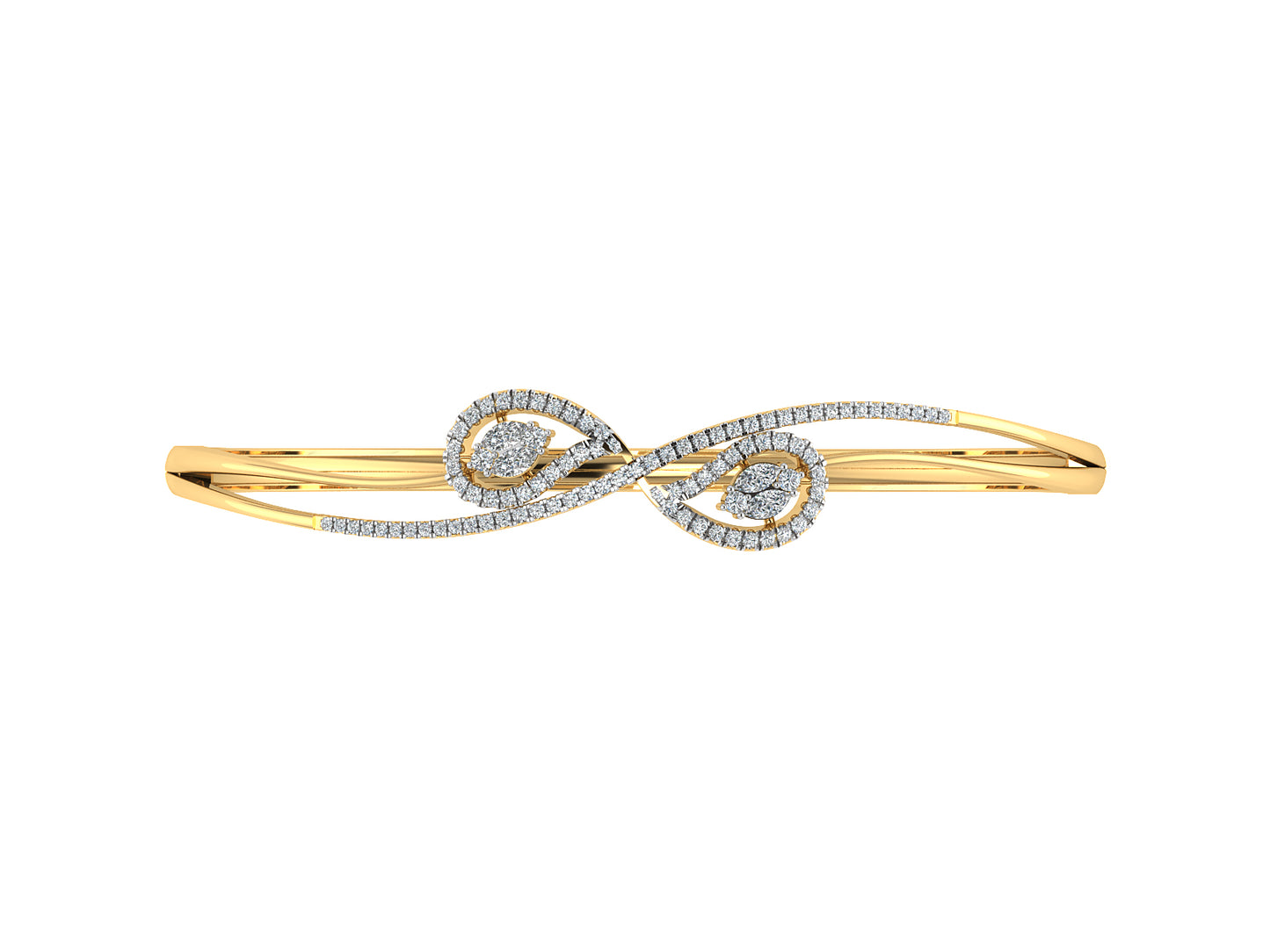 Enchanting Twin Lab Grown Diamond  Gold Bracelet Top View Best Lab Grown Diamond Jewelry in Chennai