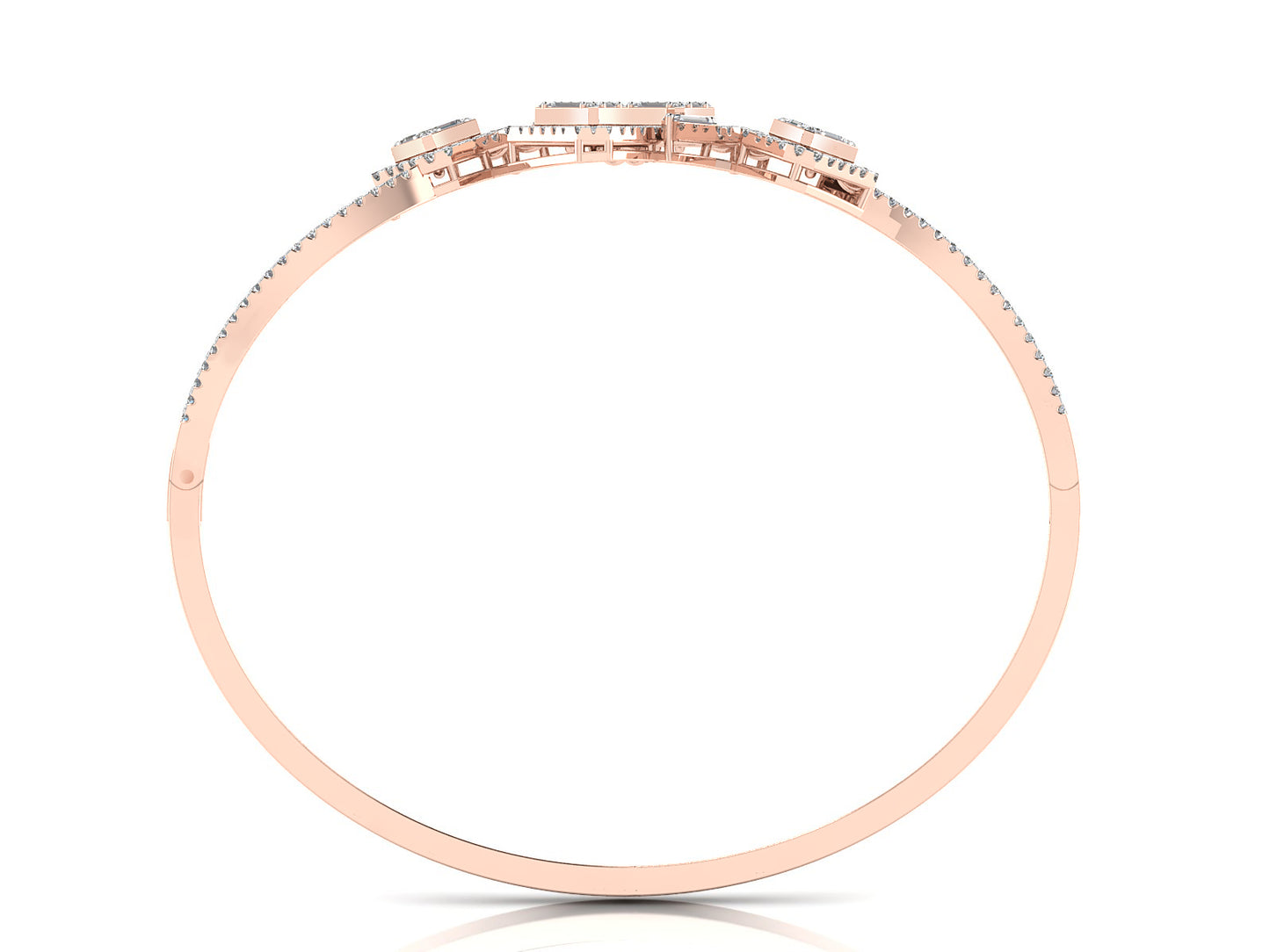 Electric Circuit Artificial Diamond Rose Gold Bracelet Front View .Best Lab Grown Diamond Jewelry in Chennai