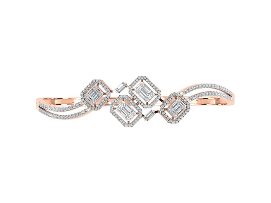 Electric Circuit Artificial Diamond  Rose Gold Bracelet Top View .Best Lab Grown Diamond Jewelry in Chennai