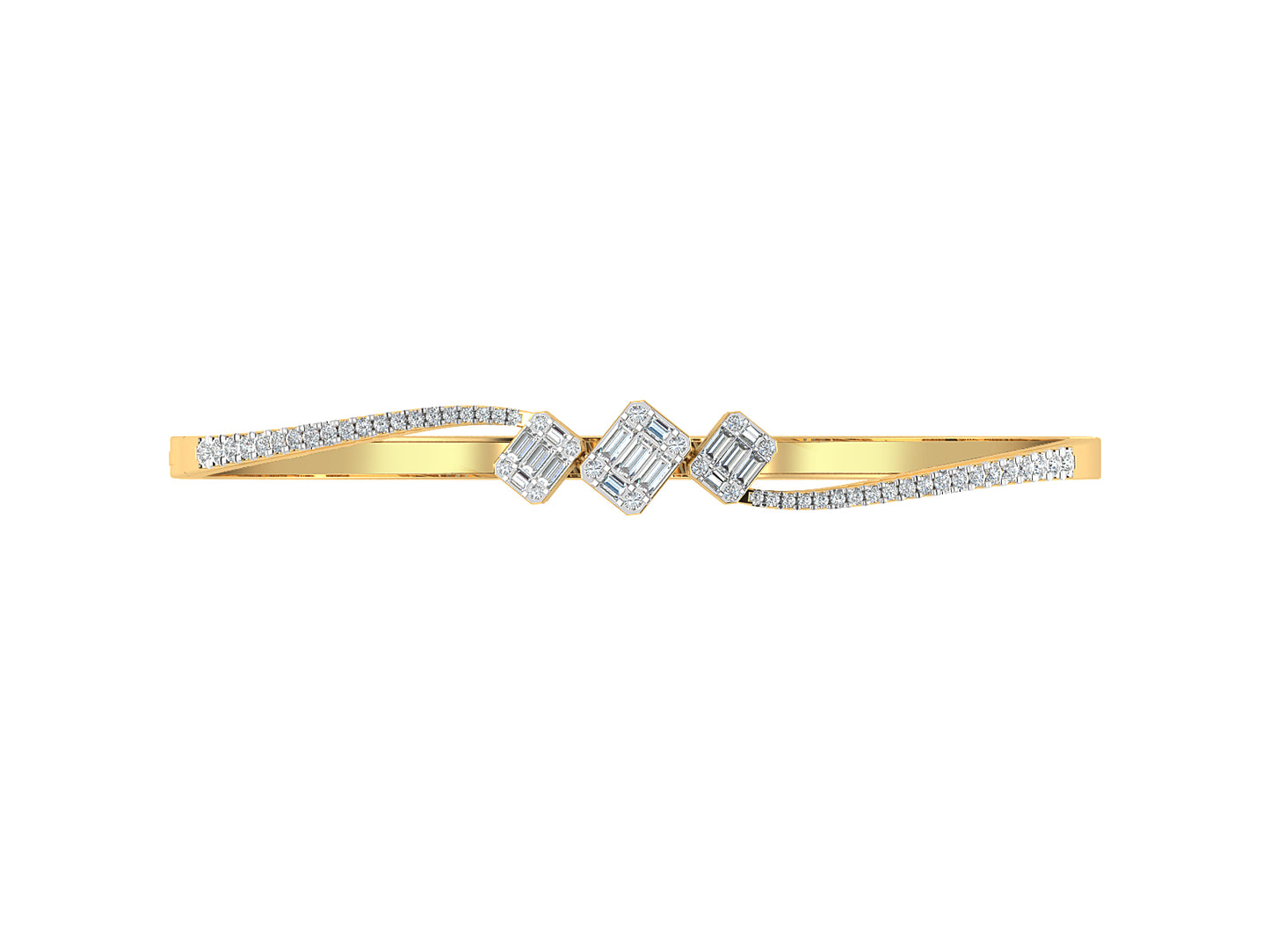 Simple Sparkler Synthetic Diamond  Gold Bracelet Top View.Best Lab Synthetic Diamond Jewelry in Chennai