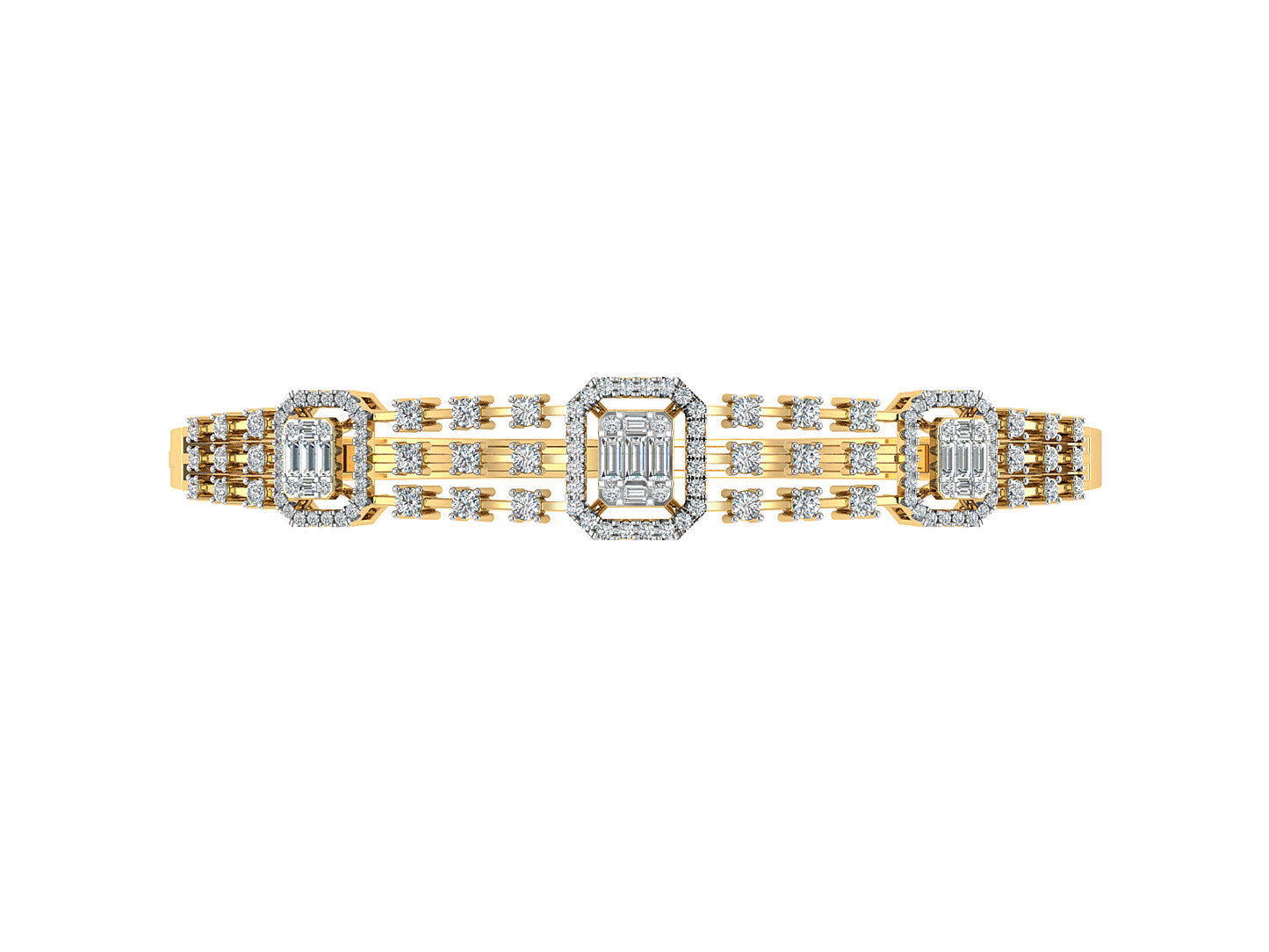 Endless Splendor Synthetic Diamond  Gold Bracelet Top View.Best Synthetic Diamond Jewelry in Chennai