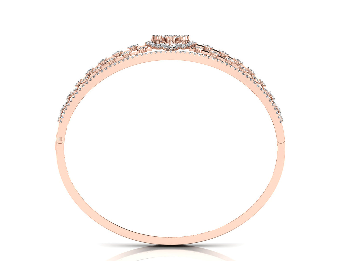 Floral Luxury Synthetic Diamond Rose Gold Bracelet Back View. Best Synthetic Diamond Jewelry in Chennai