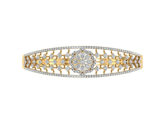 Floral Luxury Synthetic Diamond Gold Bracelet Top View. Best Synthetic Diamond Jewelry in Chennai