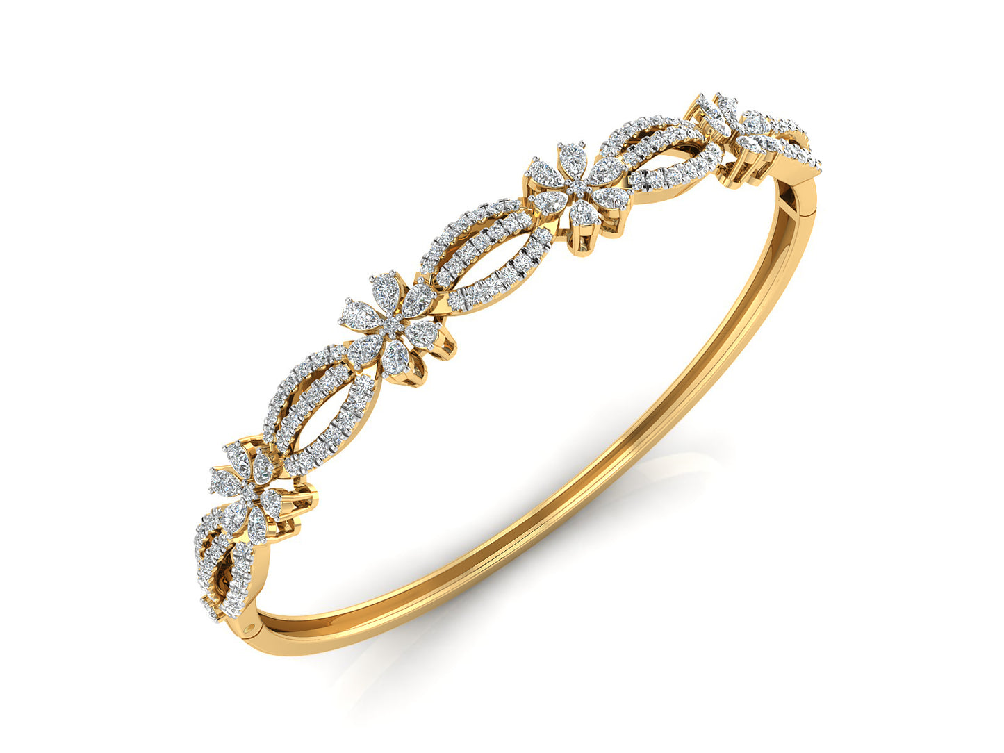 Buy Floral Party Wear Lab Grown Diamond Gold Bracelet Order Online and Shop at Diahart.