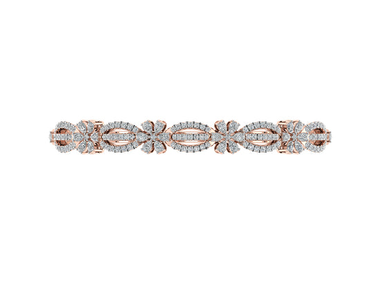 Floral Party Wear Lab Grown Diamond Rose Gold Bracelet Top View .Best Lab Grown Diamond Jewelry in Chennai