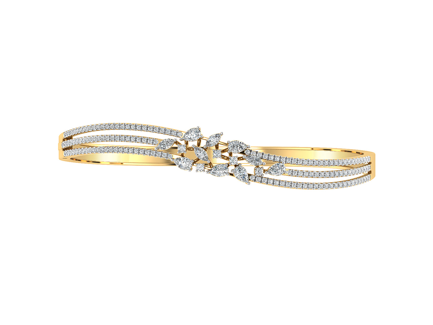 Simpleton Shy Synthetic Diamond Gold Bracelet Top View.Best Synthetic Diamond Jewelry in Chennai