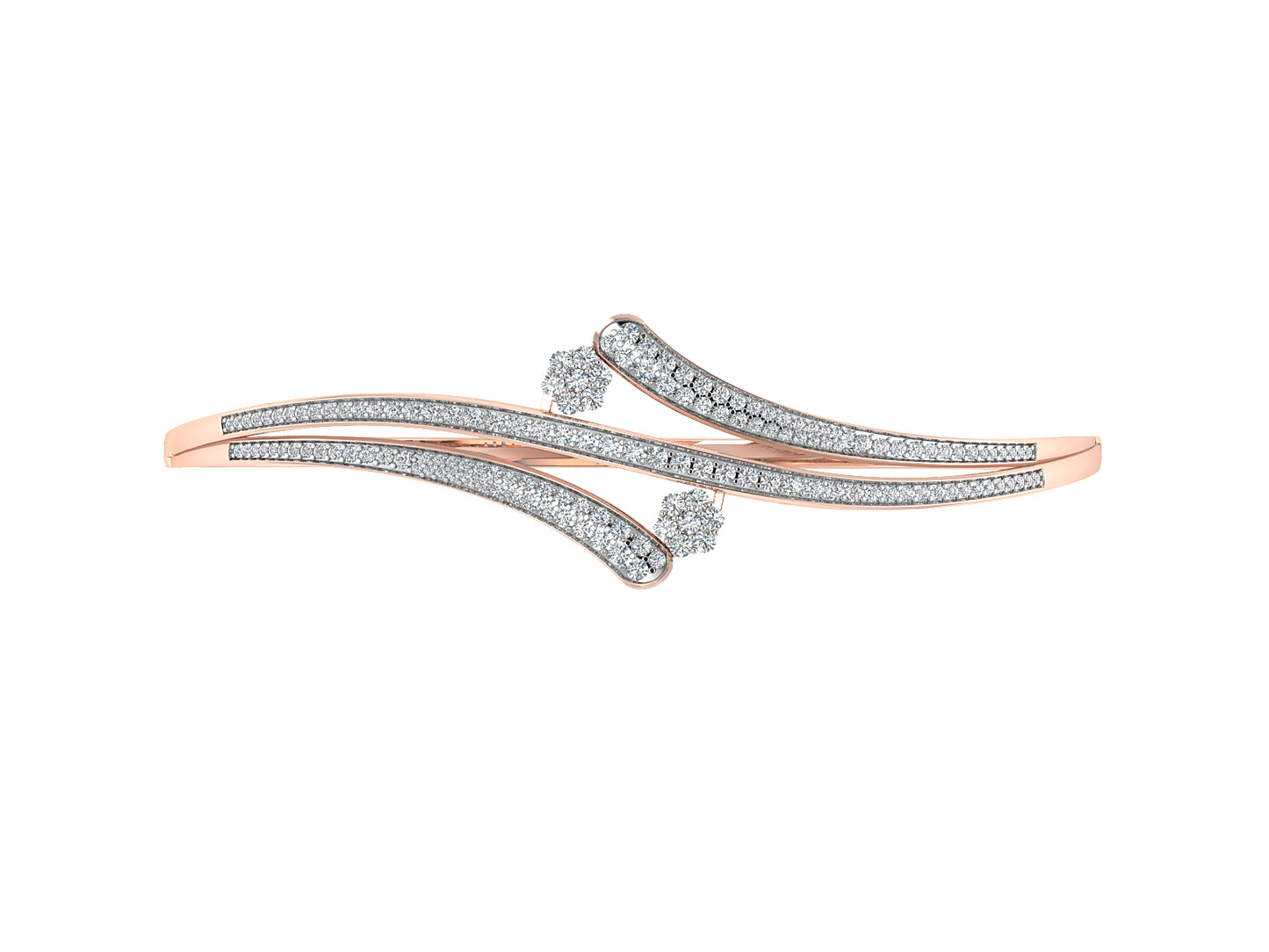 Yin Yang Artificial Diamond Rose  Gold Bracelet Top View Best Artificial Diamond Jewelry in Chennai