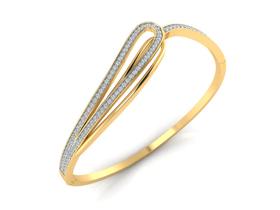 Trendy Curve Synthetic Diamond Gold Bracelet Top View.Best Lab Grown Diamond Jewelry in Chennai