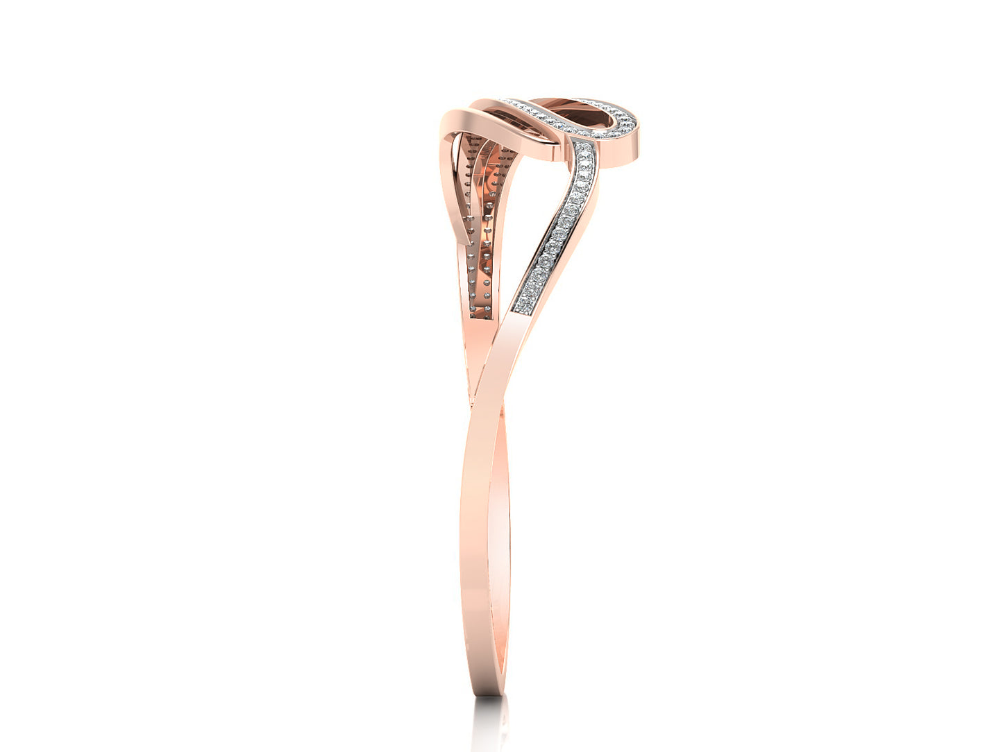 Trendy Curve Synthetic Diamond Rose Gold Bracelet Side View.Best Lab Grown Diamond Jewelry in Chennai