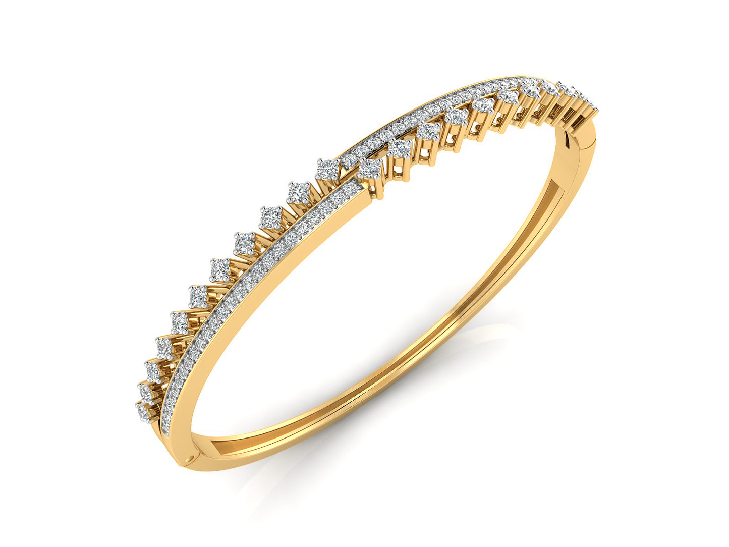 Twin Line Synthetic Diamond Gold Bracelet Top view Best Lab Grown Diamond Jewelry in Chennai