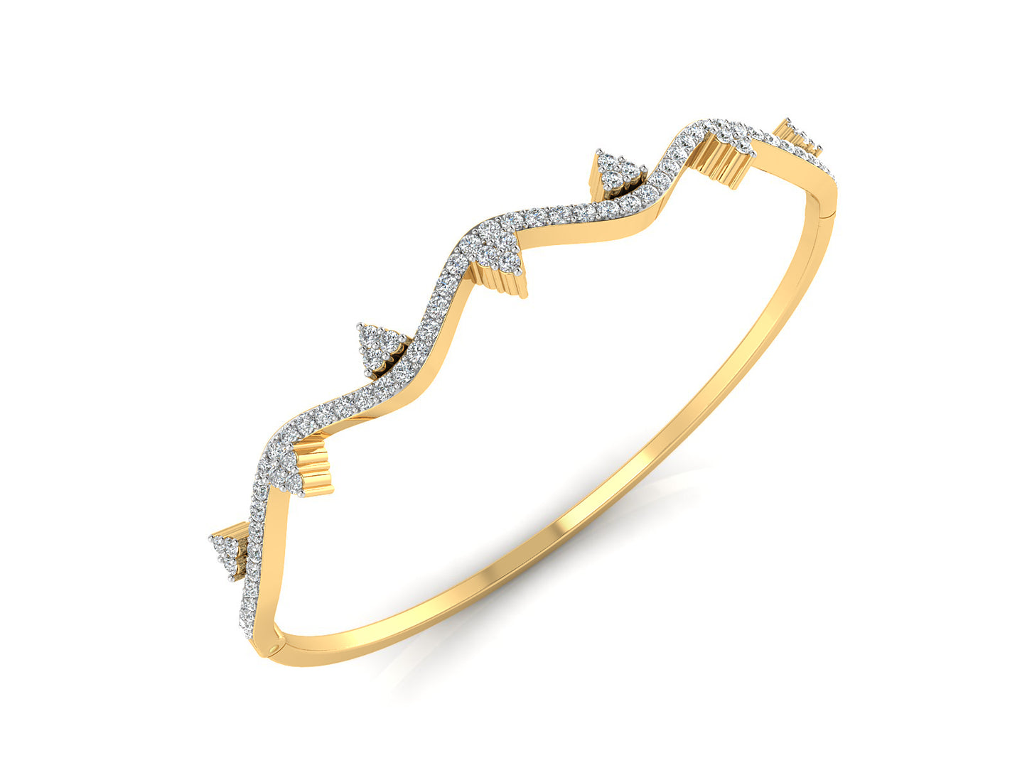 Happy Wave Lab Grown Diamond Gold Bracelet Top View Best Artificial Diamond Jewelry in Chennai