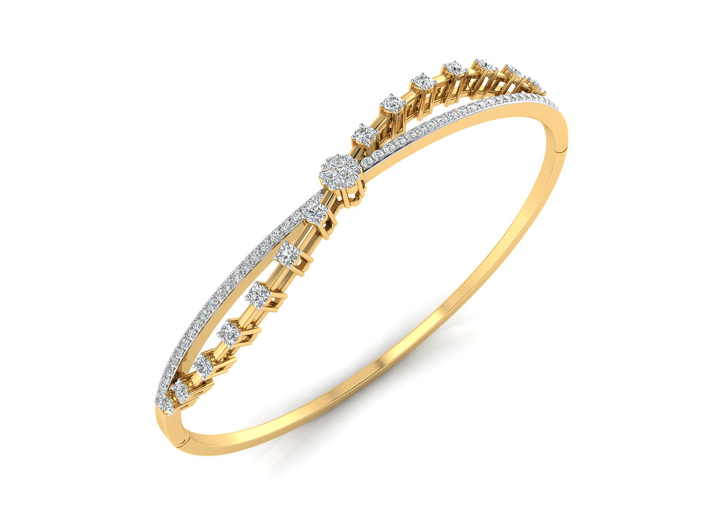  Sine Wave Artificial Diamond Gold Bracelet Top View.Best Synthetic Diamond Jewelry in Chennai