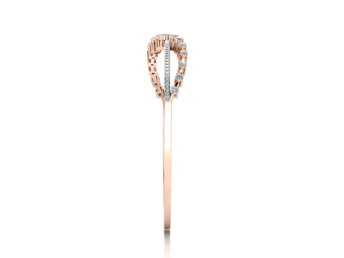  Sine Wave Artificial Diamond Rose  Gold Bracelet Side View.Best Synthetic Diamond Jewelry in Chennai