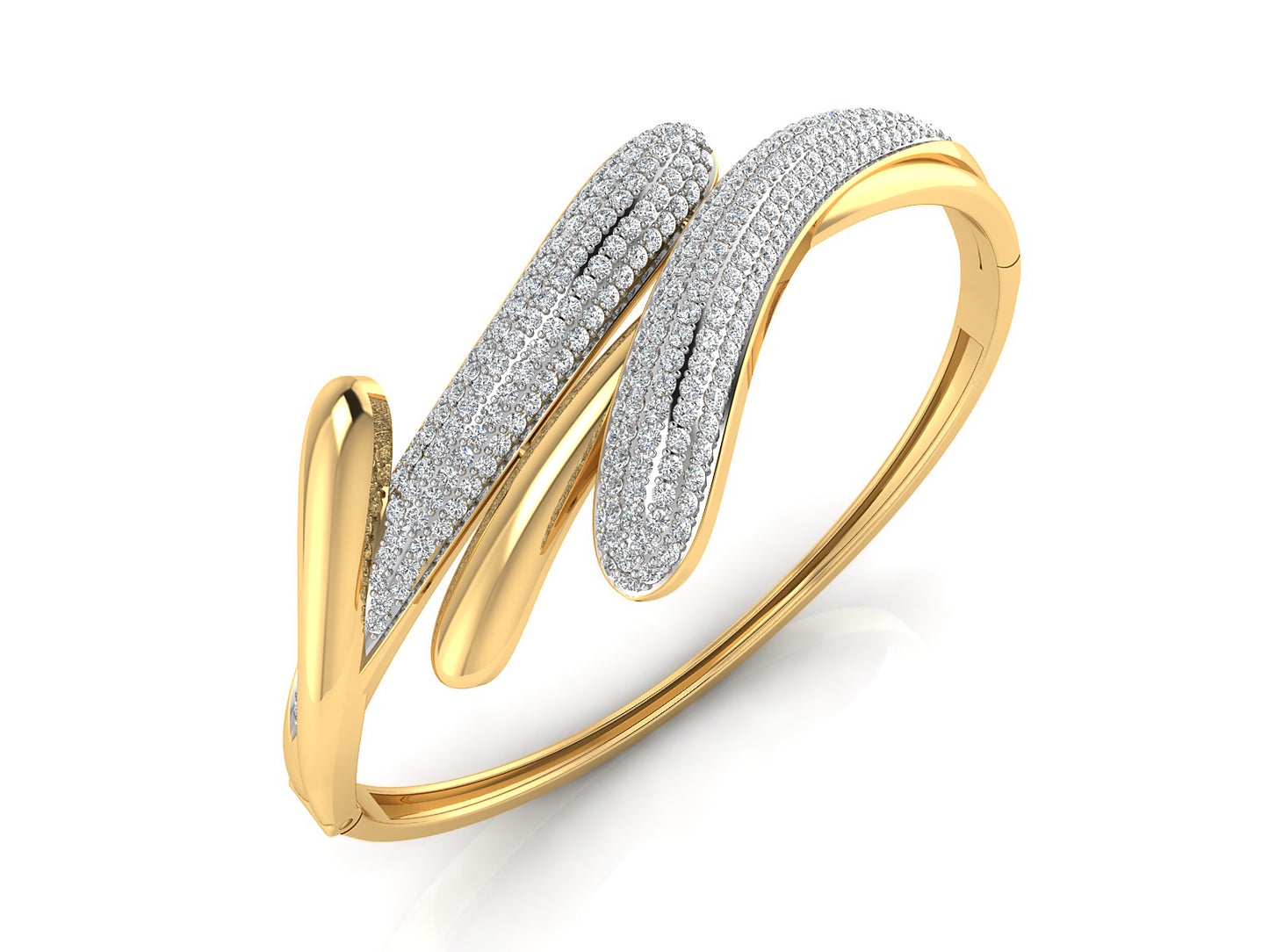 Double Dolphin Synthetic Diamond Gold Bracelet Top View.Best Lab Grown Diamond Jewelry in Chennai