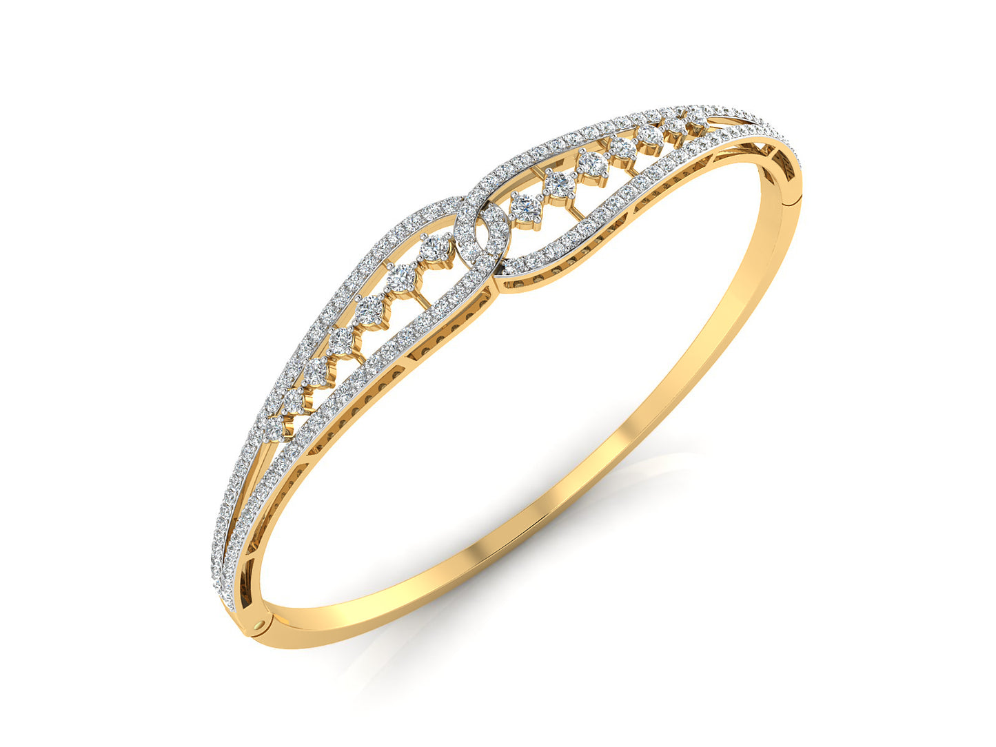 Sleek n Slide Artificial Diamond Gold Bracelet Top View.Best Synthetic Diamond Jewelry in Chennai