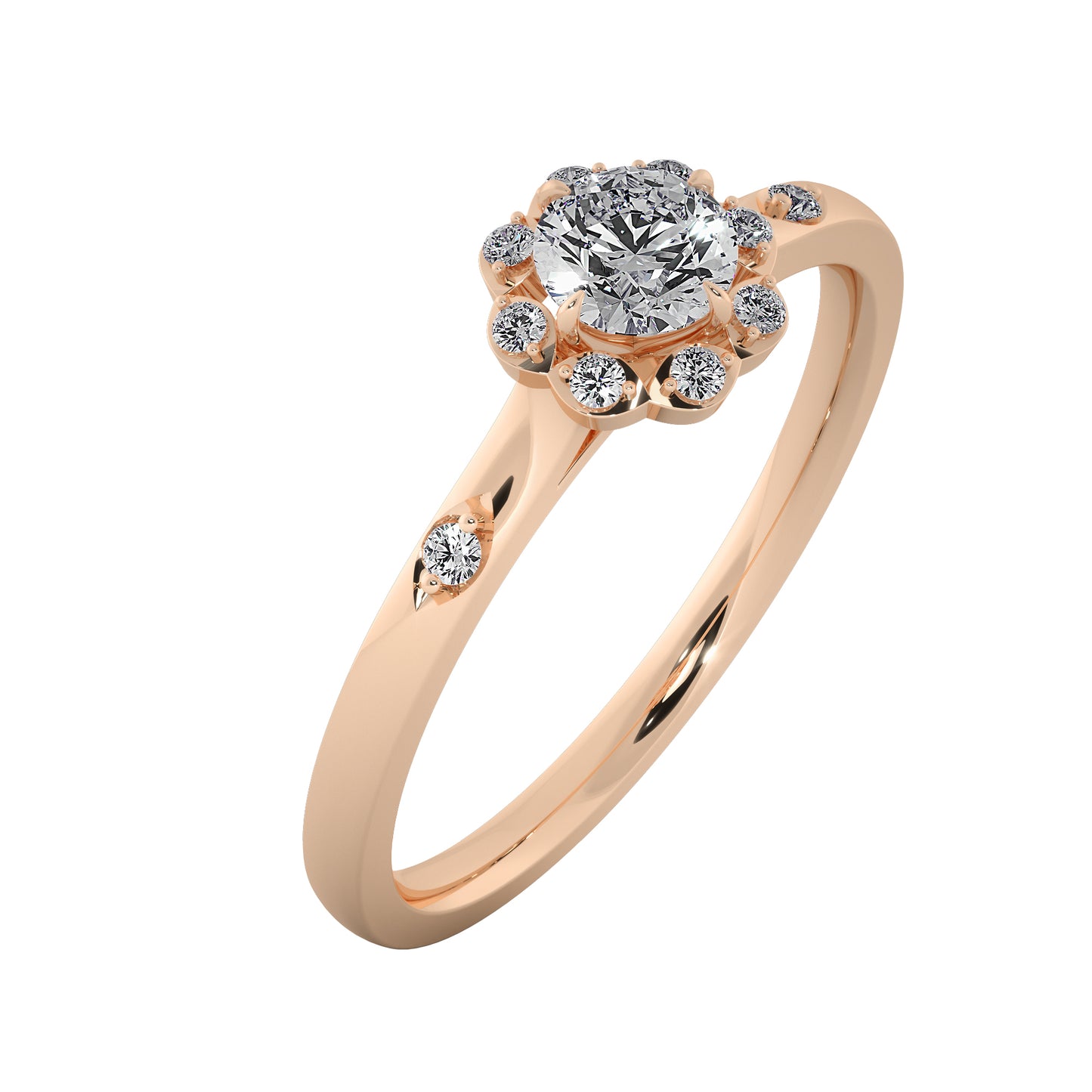 Hill Flower Solitaire Ring