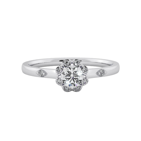 Hill Flower Solitaire Ring