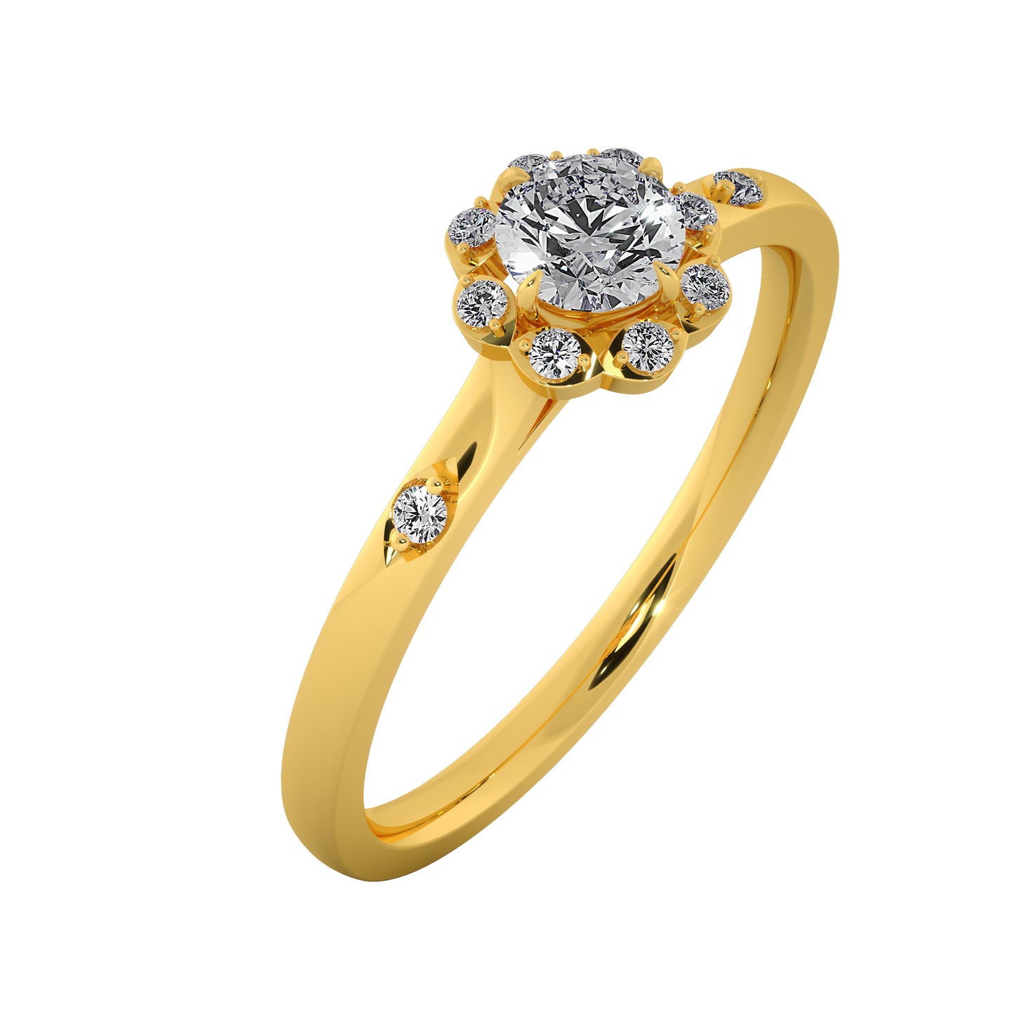 Hill Flower Solitaire Ring