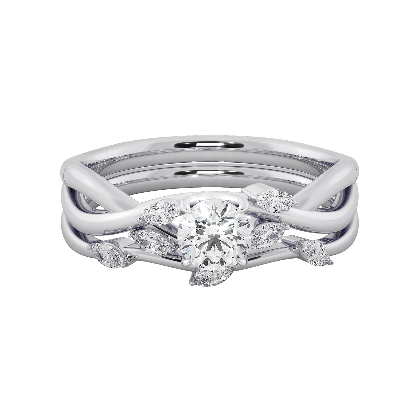 Golden Weave Solitaire Ring