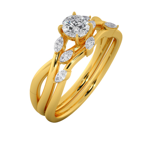 Golden Weave Solitaire Ring