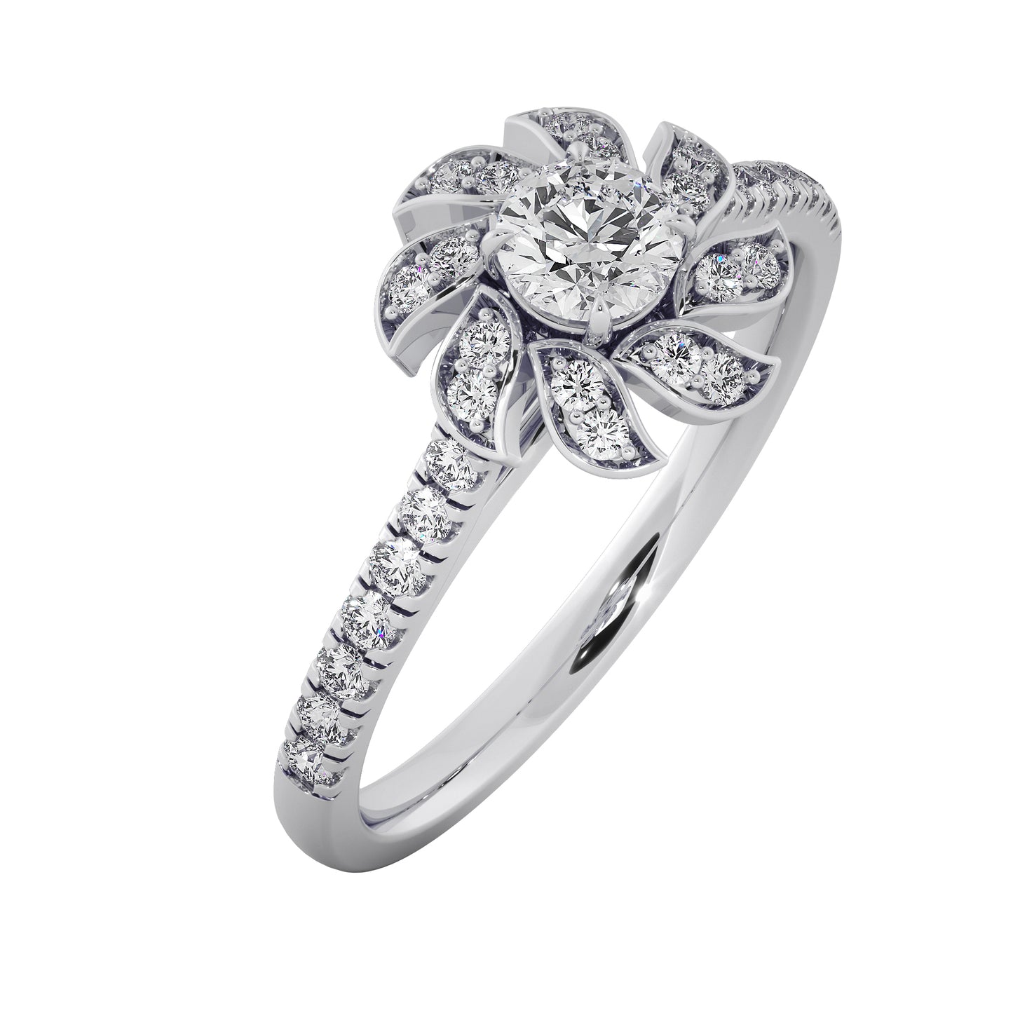 Sunflower Magic Solitaire Ring