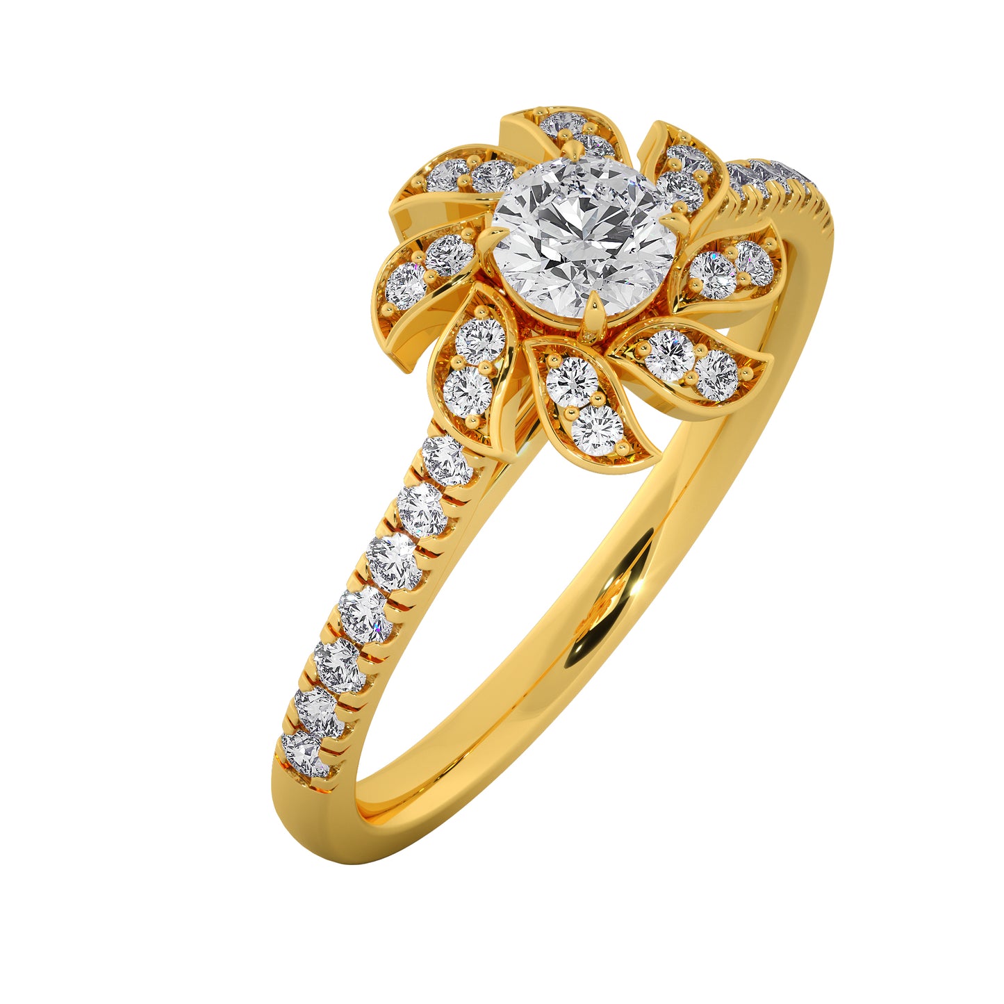 Sunflower Magic Solitaire Ring