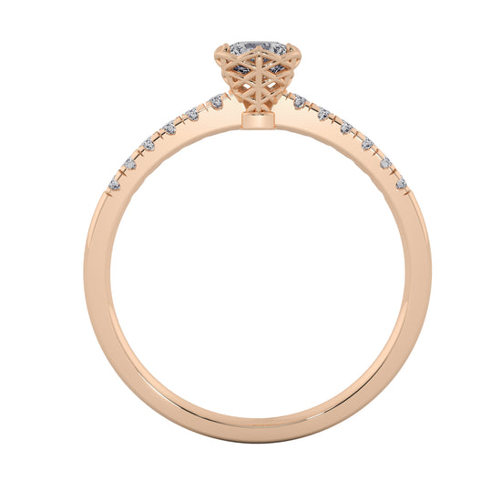 Rose Flower Solitaire Ring