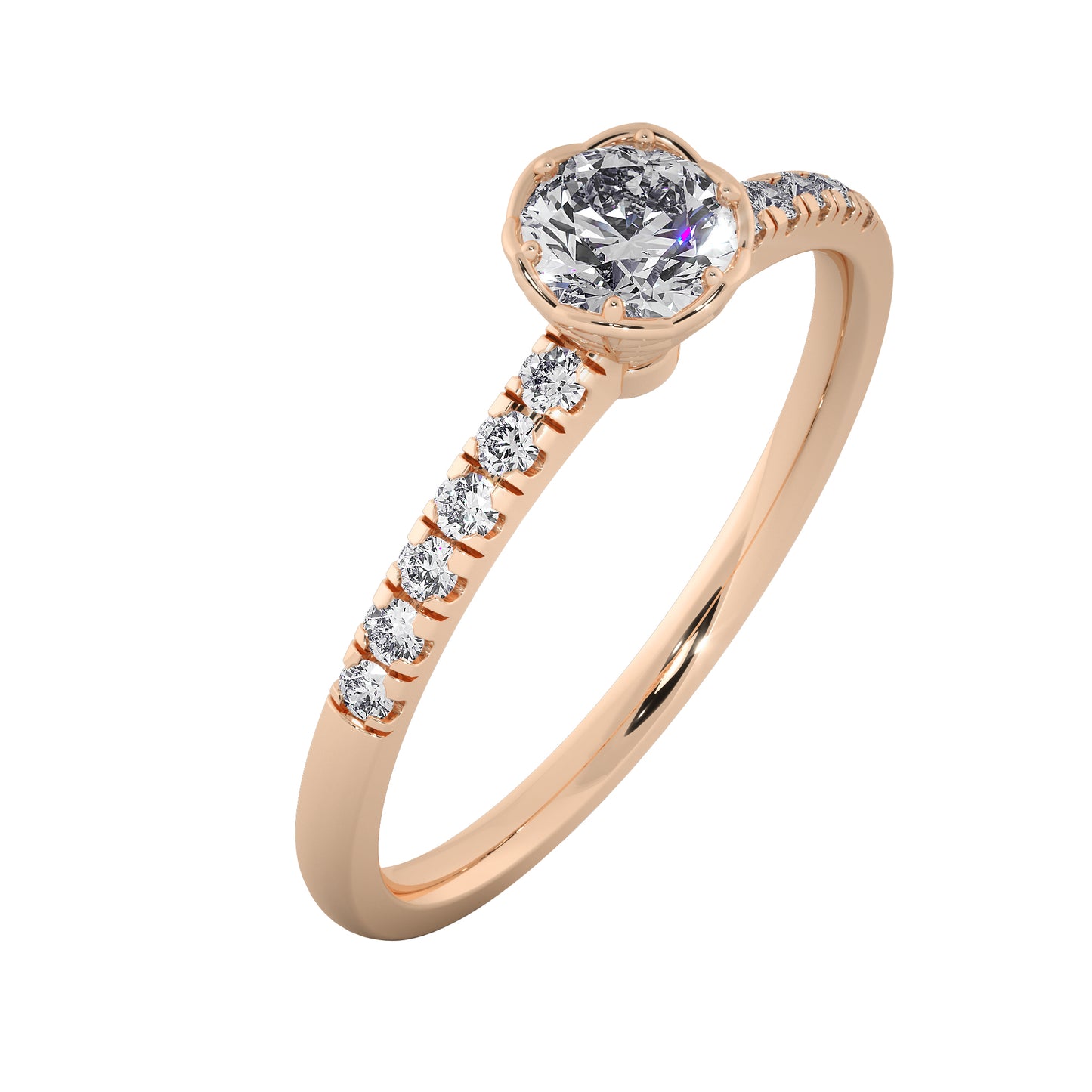 Rose Flower Solitaire Ring