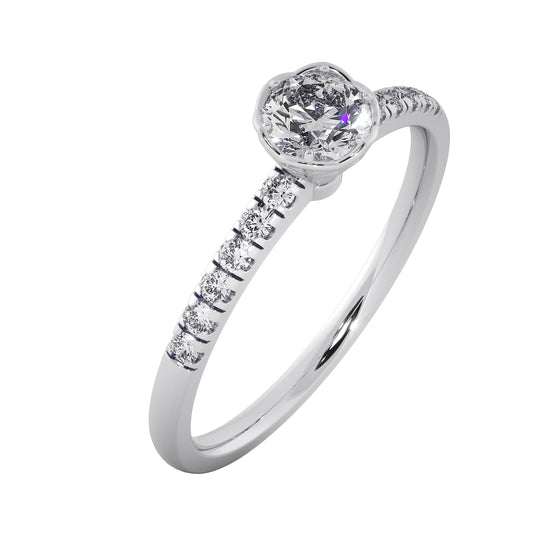 Rose Flower Solitaire Ring