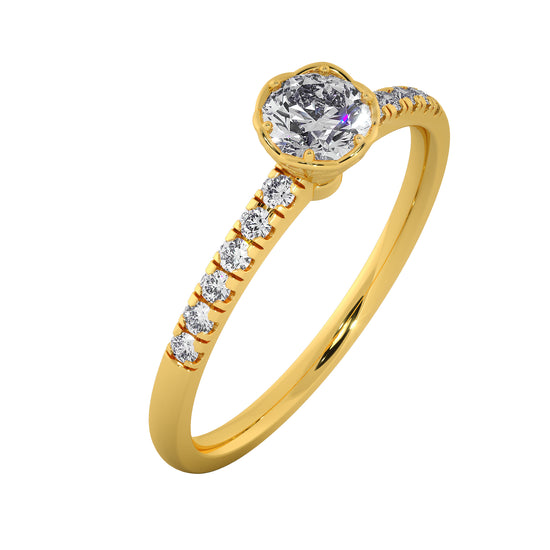 Rose Flower Solitaire Ring