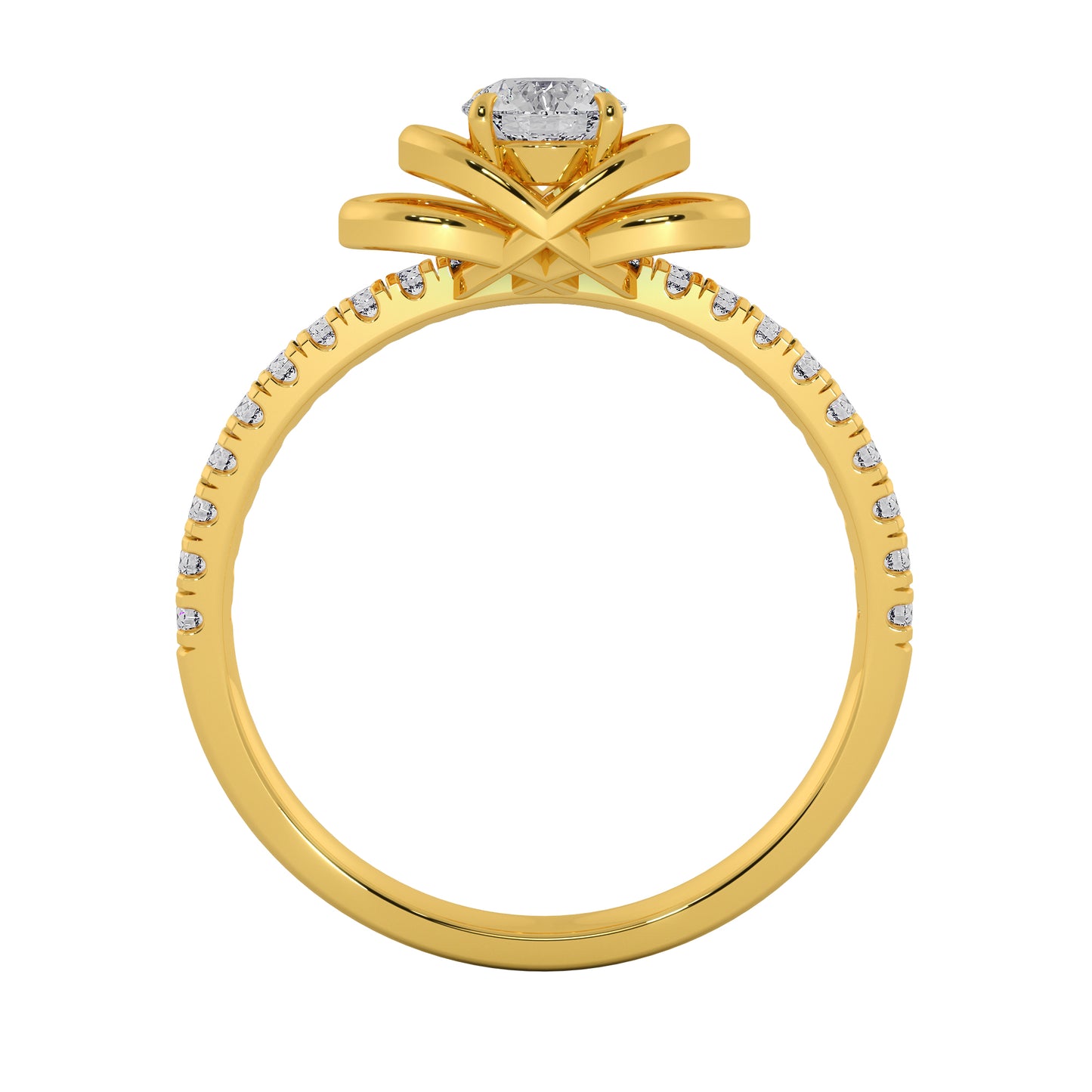 Flower Folds Solitaire Ring