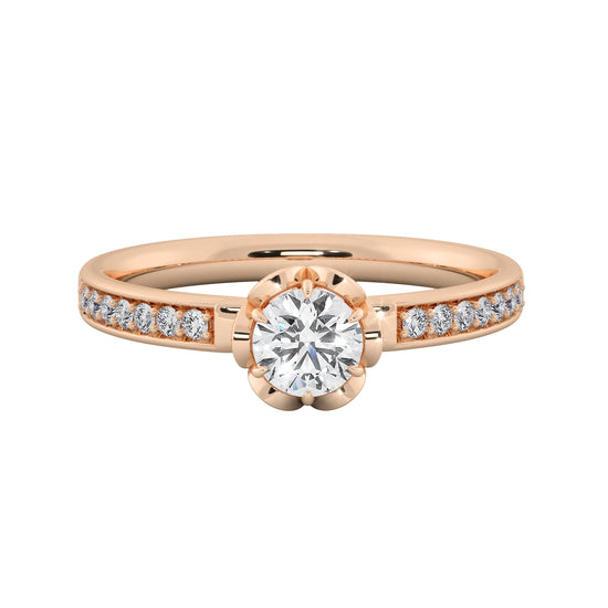 Leafy Crown Solitaire Ring