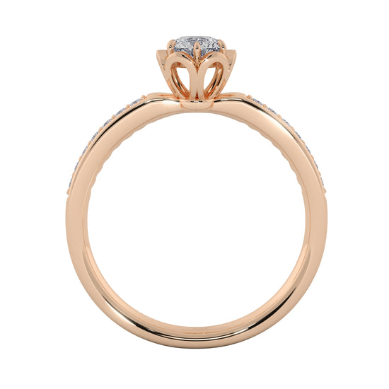 Leafy Crown Solitaire Ring