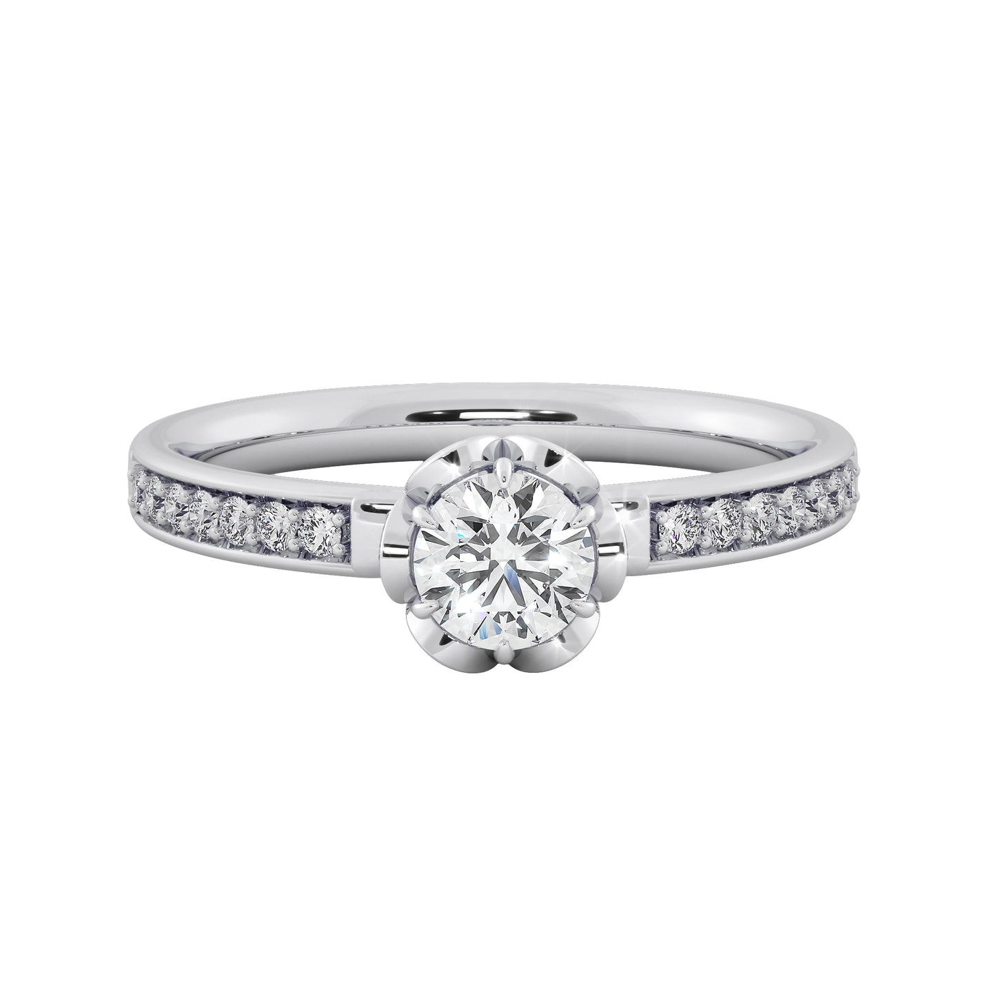 Leafy Crown Solitaire Ring