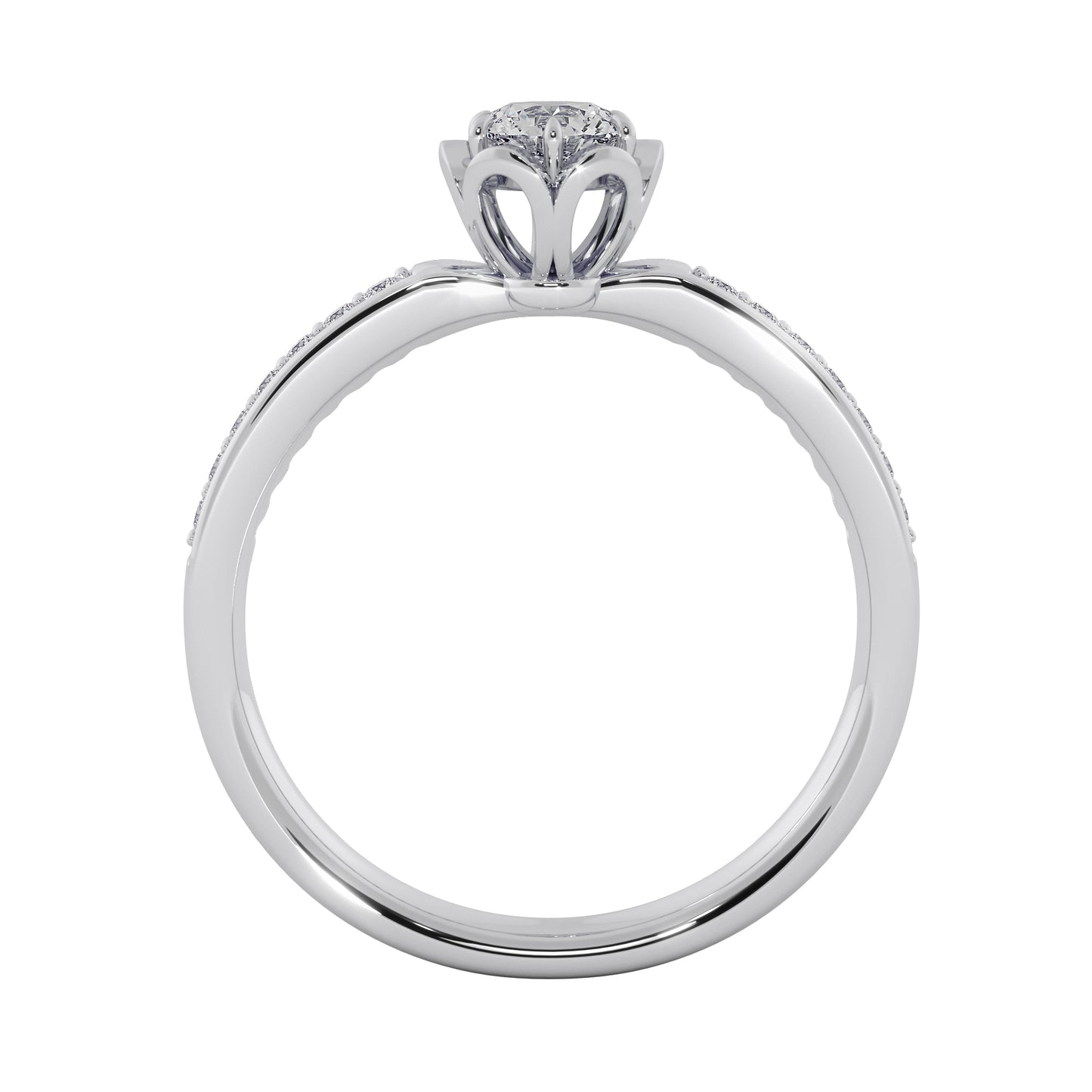 Leafy Crown Solitaire Ring