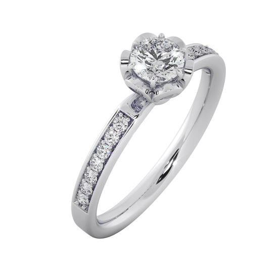 Leafy Crown Solitaire Ring