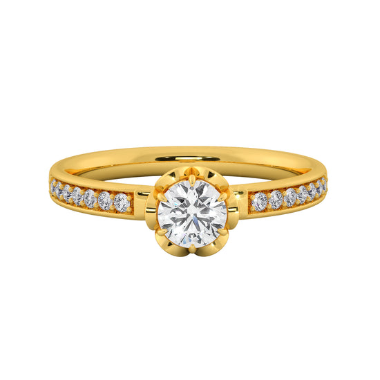 Leafy Crown Solitaire Ring