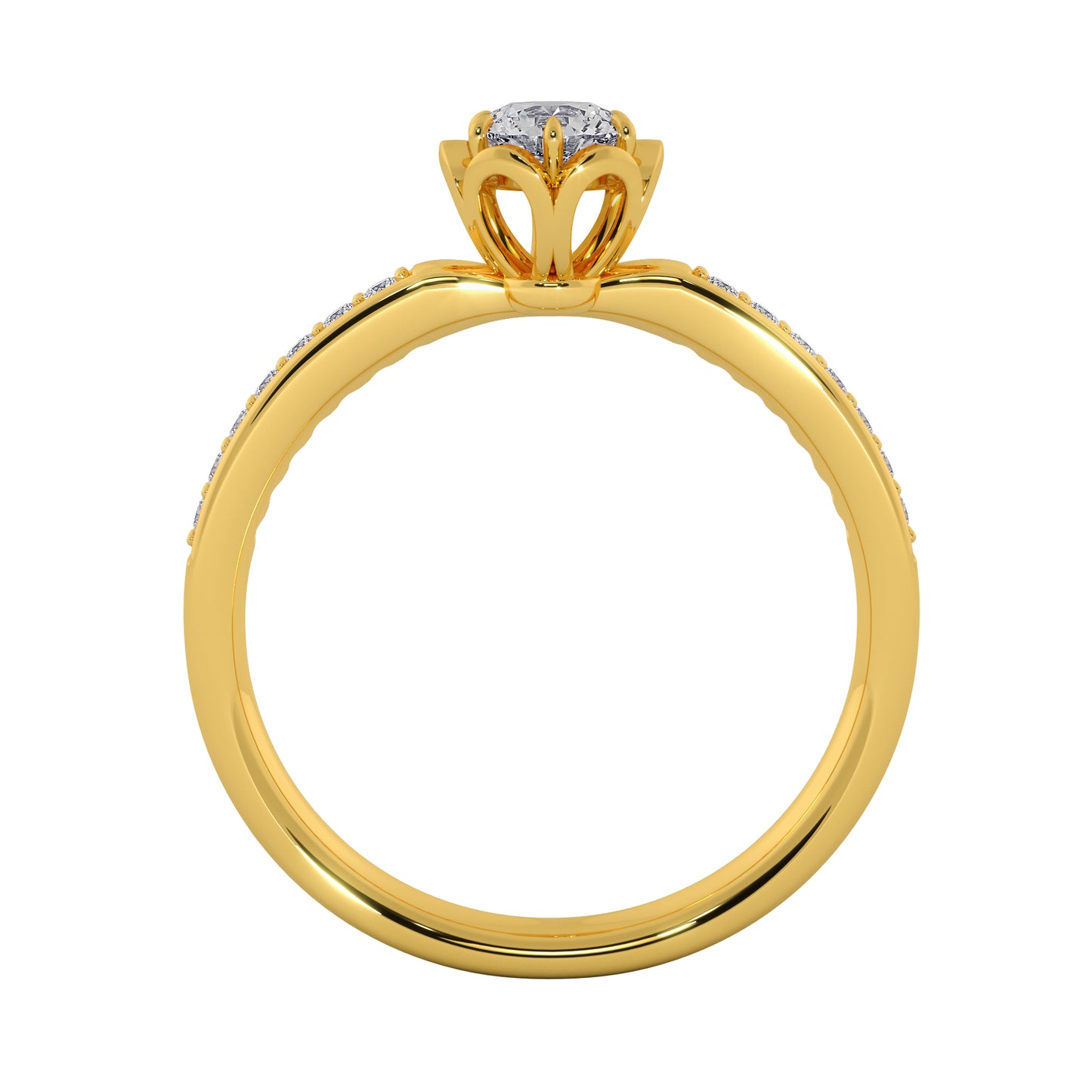 Leafy Crown Solitaire Ring