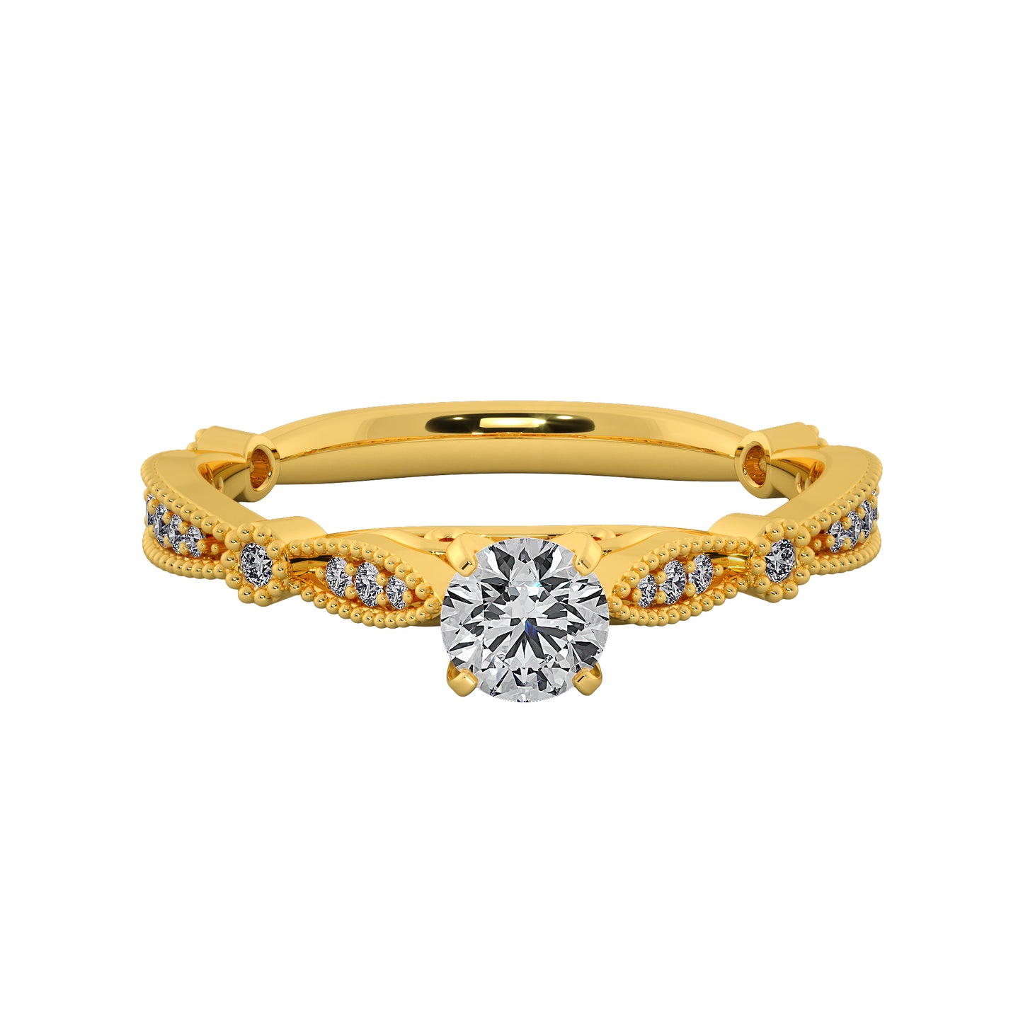 Golden Weaves Solitaire Ring