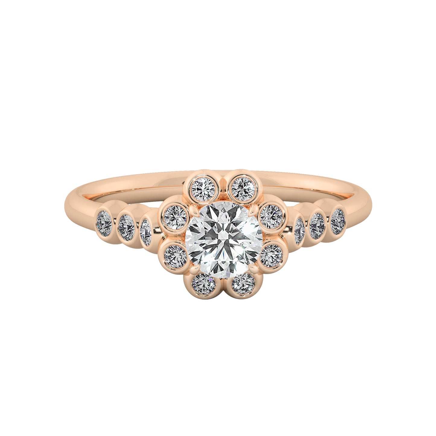 Flower Boom Solitaire Ring