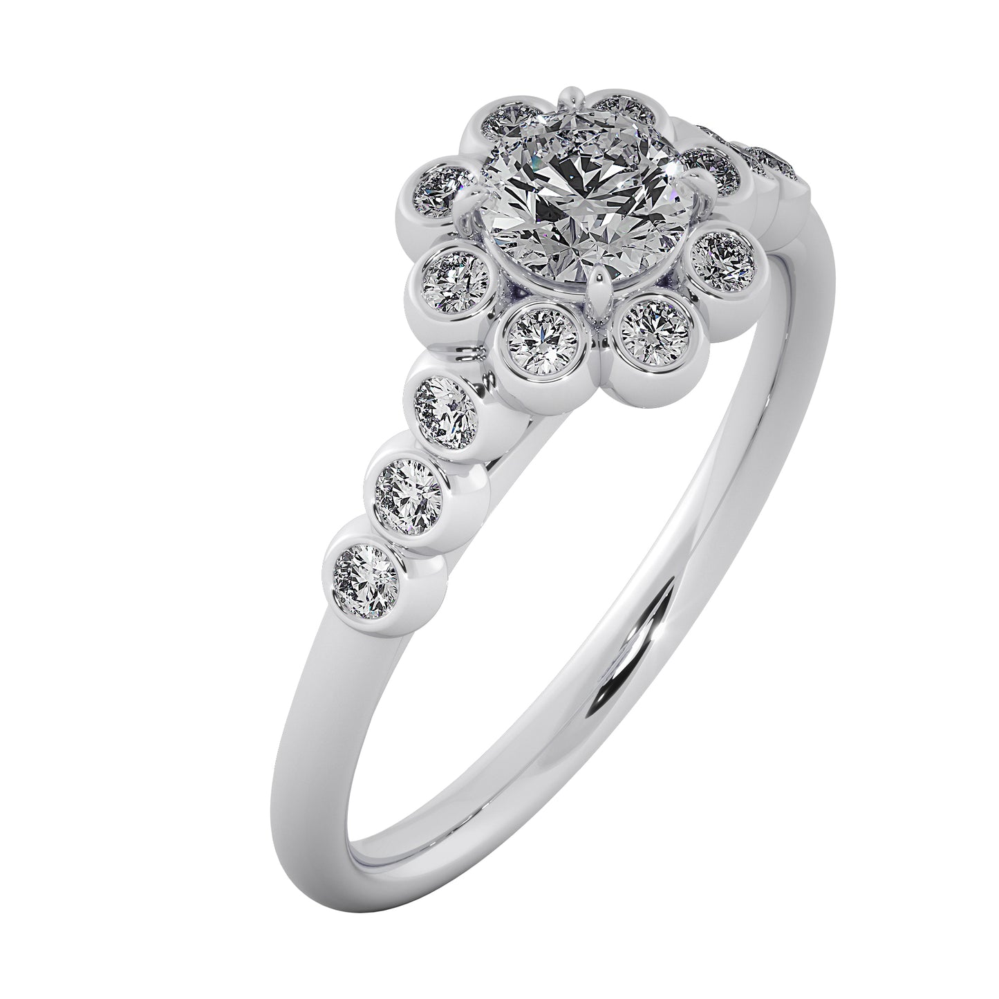 Flower Boom Solitaire Ring