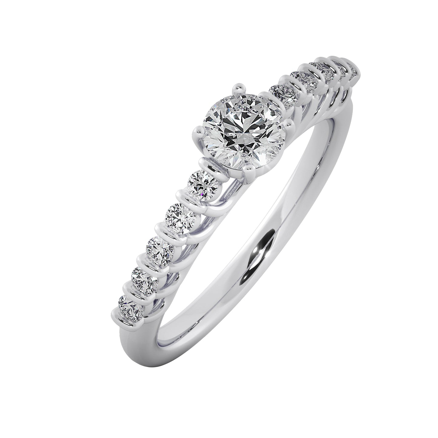 Diamond Ridges Solitaire Ring