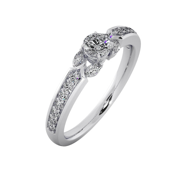 Lively Leaves Solitaire Ring