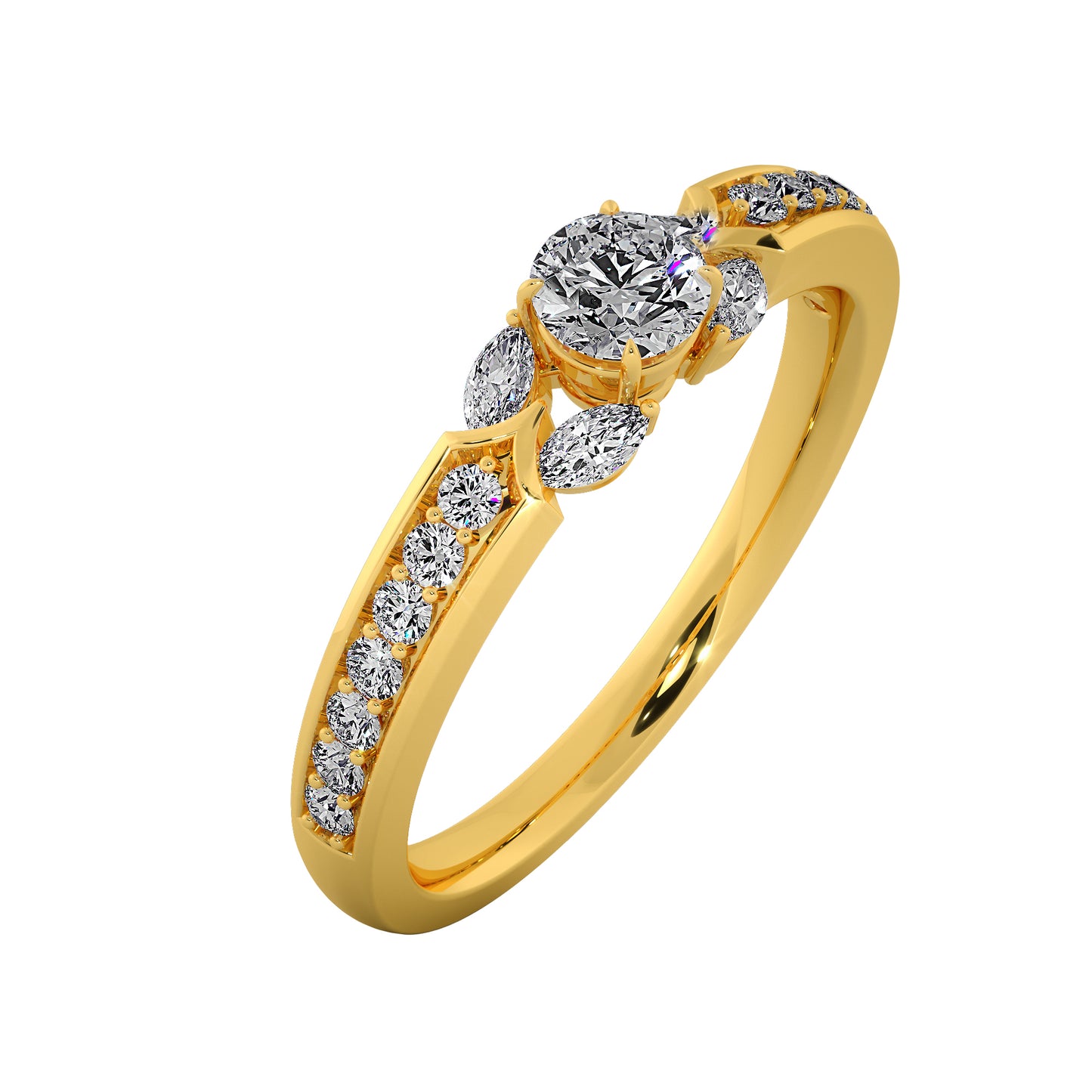 Lively Leaves Solitaire Ring